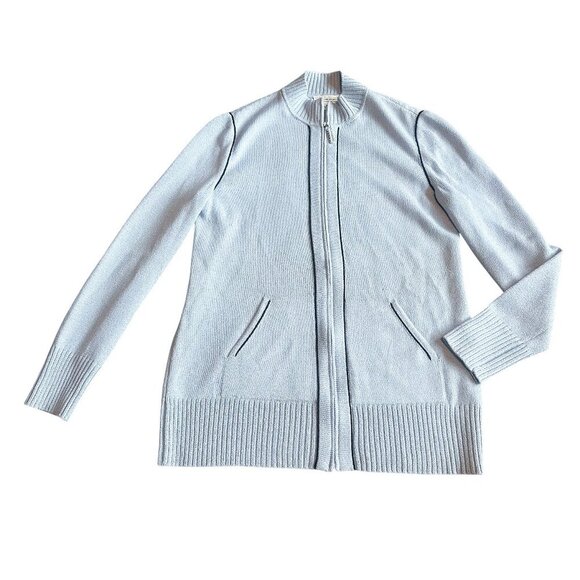 St. John Sport Santana Knit Zip-Down Blazer Jacket Sweater Light